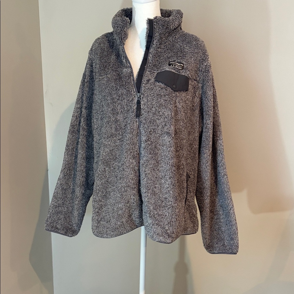 L.L. Bean Charcoal Fleece Jacket 1X Worn once